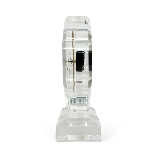Metal 1980s Lucite Mantel Clock For Sale - Image 7 of 8