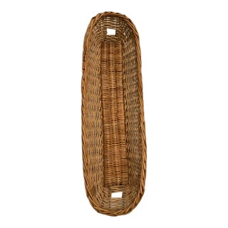 Early 20th Century French Rattan Baguette Bread Basket. Serving or Display Pc. For French Country, Rustic European, Cottage Core or Farmhouse Decor For Sale