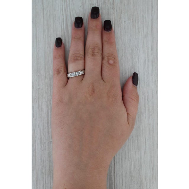 0.25ctw Diamond Wedding Ring 14k White Gold Floral Stackable Anniversary Band, Size 6.5 For Sale In Greensboro - Image 6 of 8