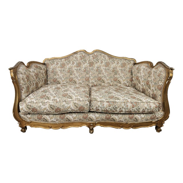 20th Century Italian Baroque Style Sofa in Carved and Gilded Wood For Sale