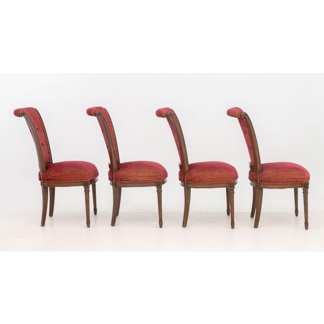 Louis XVI Style Upholstered Dining Chairs, 4 For Sale - Image 4 of 9