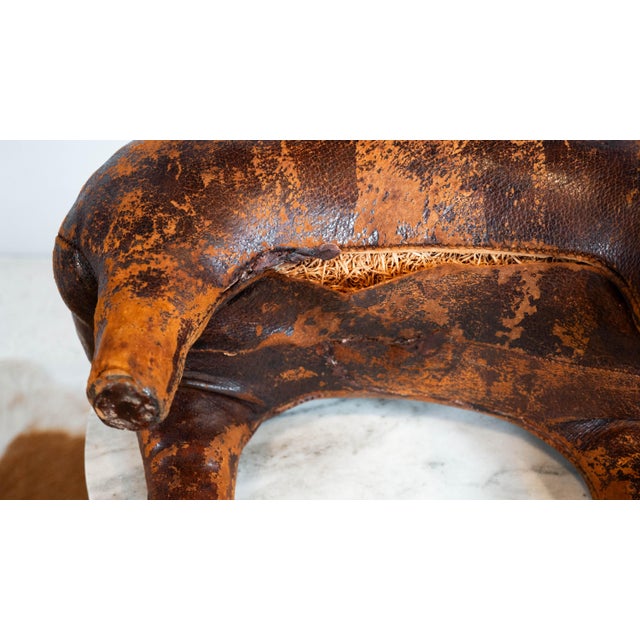 1970s Vintage Dimitri Omersa Leather Pig Footstool For Sale - Image 17 of 17