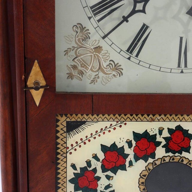 Mid 20th Century Vintage Seth Thomas School Pillar & Scroll Mantle Clock, Reverse Painted Panel For Sale - Image 5 of 10