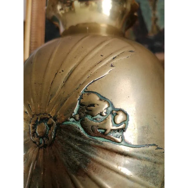 Rustic Vintage Boho Chic Brass Yokai Vase For Sale - Image 3 of 6