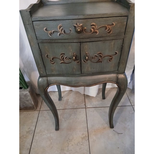 Baroque Early 20th Century Intervention No, Bleu & Gold" – Signed Hand-Distressed Folk Baroque Cabinet For Sale - Image 3 of 11