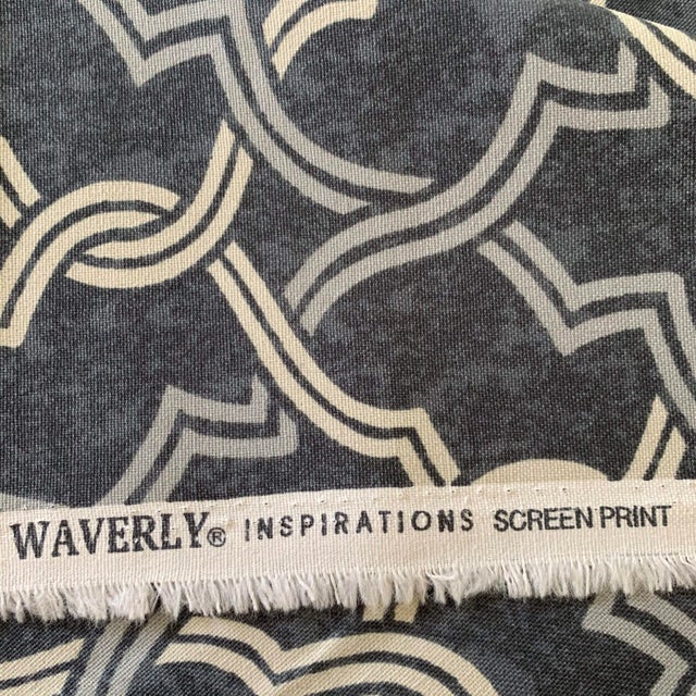 P Kaufmann Waverly Fretwork Gray & Ivory Fretwork Geometric Lattice Trellis Fabric- 7 Yards For Sale - Image 4 of 7