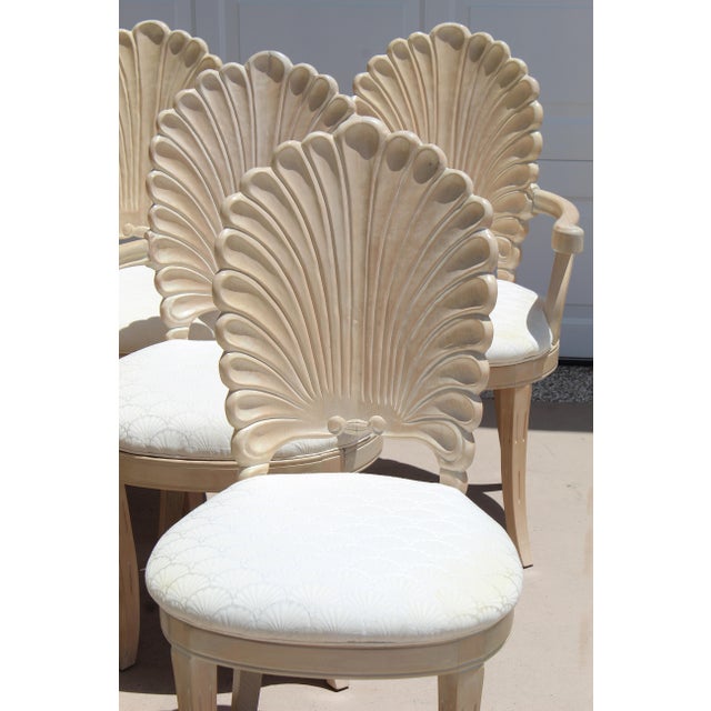 1980s Vintage Italian Hollywood Regency Grotto Shell-Back Dining Chairs - Set of 8 For Sale - Image 13 of 18