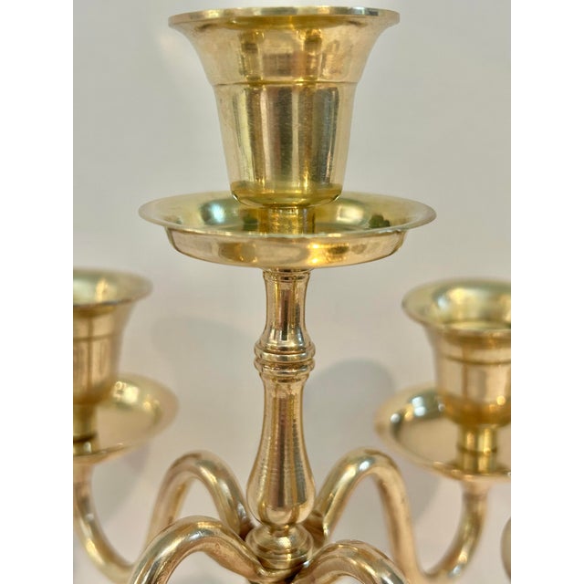 Vintage Georgian Style Brass Five-Light Candelabra, 11.25” For Sale In New Orleans - Image 6 of 9