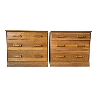 1960's Vintage Brandt Ranch Oak Three Drawers Nightstands - a Pair For Sale