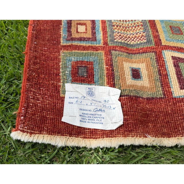 Vintage Hand-Knotted Pakistani Gabbeh Wool Textile Art Rug For Sale - Image 11 of 12