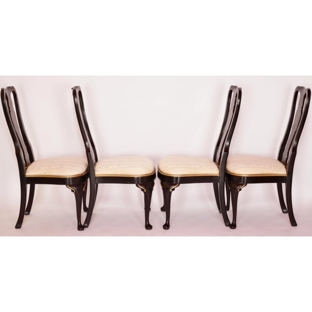 Chinoiserie 1980s Chinoiserie Black Lacquer Dining Chairs in the Style of Drexel- Set of 6 For Sale - Image 3 of 13