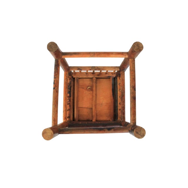 Wood Boho Chic Square Burnt Bamboo Plant Stand / Pedestal For Sale - Image 7 of 8