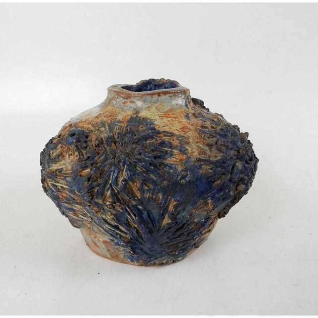 Blue Vintage Hand Built Studio Pottery Vase For Sale - Image 8 of 11