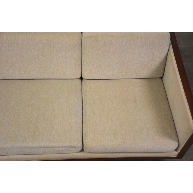 1960s Milo Baughman Style Walnut Beige Case Sofa For Sale - Image 9 of 10