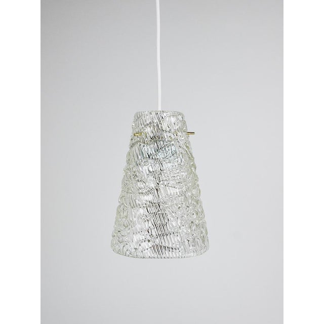 Mid-Century Textured Glass and Brass Pendant Lamp by J. T. Kalmar, Austria, 1950s For Sale - Image 9 of 16
