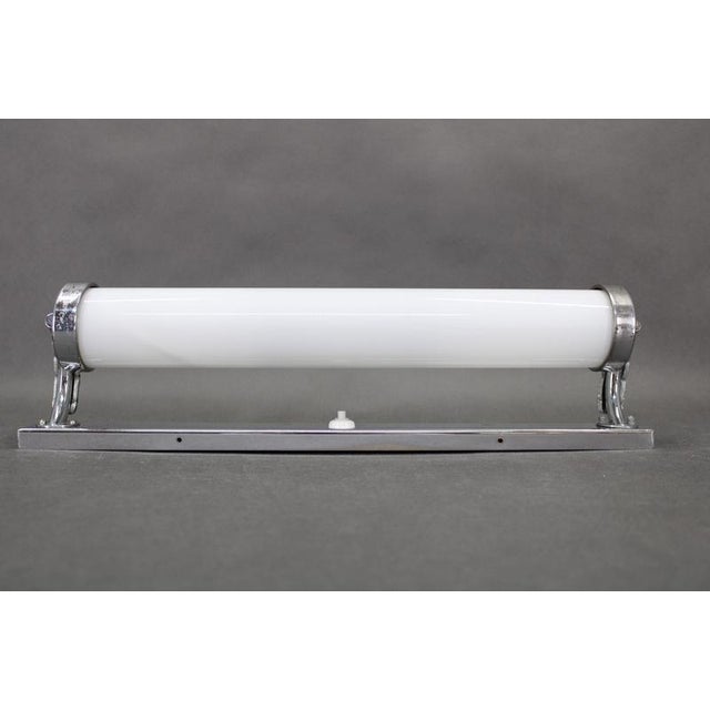 Czechoslovak Art Deco Bauhaus Tubular Chrome Wall Light with Milk Glass Shade, 1930s For Sale - Image 11 of 13