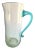 Vintage Hand-Blown Crackle Glass Pitcher With Applied Teal Handle For Sale