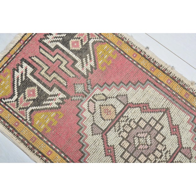 1960s Anatolian Unique Tribal Wool Small Carpet For Sale - Image 4 of 6