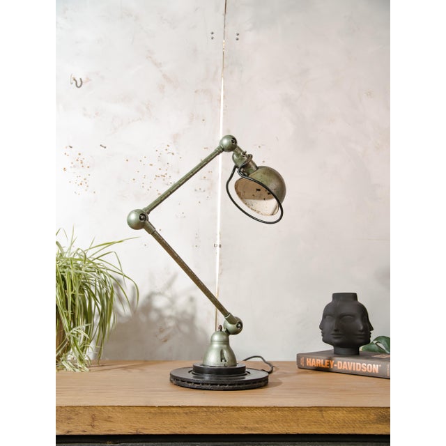 Green French Rustic Workshop Lamp on Brake Disc from Jieldé, 1950s For Sale - Image 8 of 18