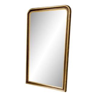 English Mahogany and Guiltwood 18c Large Floor Mirror For Sale