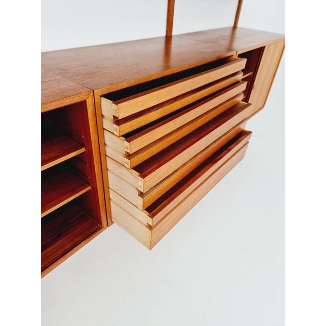 Large Mid-Century Danish Teak Wall Unit with 5 Cabinets by Poul Cadovius for Cado, Denmark, 1960s For Sale - Image 11 of 18