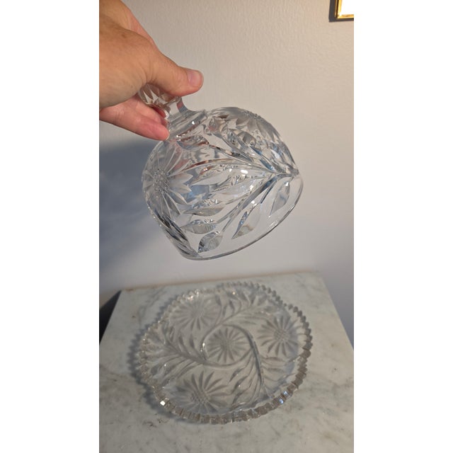 Transparent Vintage Imperial Glass Cosmos-Pattern Crystal Covered Butter Dish For Sale - Image 8 of 16