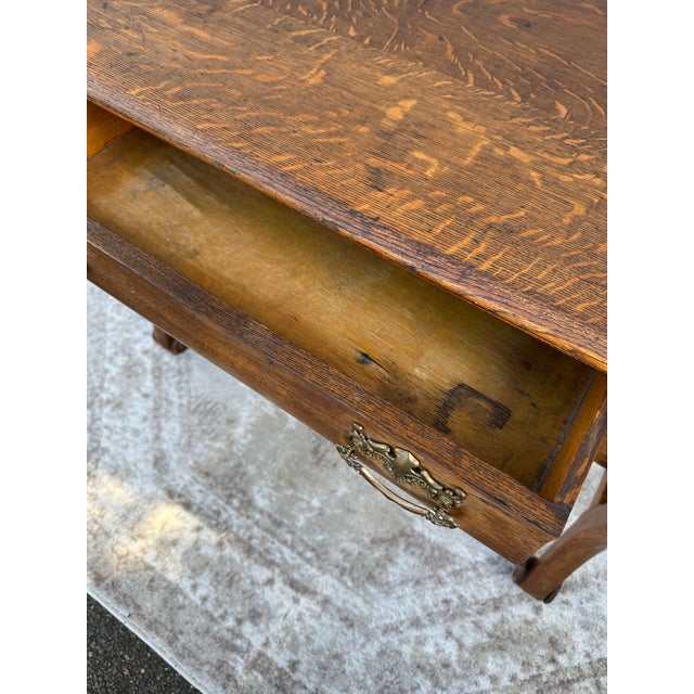 Late 19th Century Antique Tiger Oak Library Table For Sale - Image 5 of 8