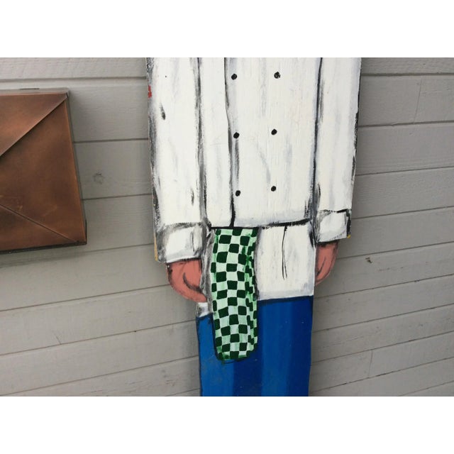 French Vintage Late 20th Century French Wood Painted Two Sided Chef Sign For Sale - Image 3 of 13