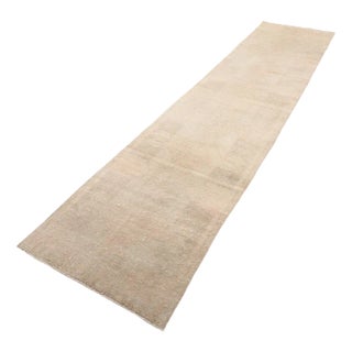 Vintage Runner Rug in Faded Beige For Sale