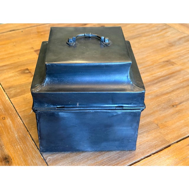 Luxury 19th C. Dispatch / Deed Box With Hinged Lid and Latch; Oil-Heated Steel and Iron For Sale In New York - Image 6 of 12