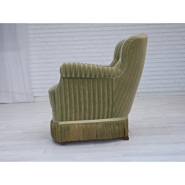Danish Armchair in Velour and Beech Legs, 1960s For Sale - Image 13 of 18