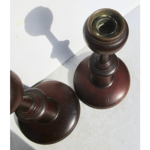 English Arts and Crafts Oak Candlesticks- A Pair of 2 For Sale In New York - Image 6 of 10