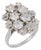 French Mid Century 4.90 Carat Old Mine Cut Diamond Platinum Cocktail Ring, Size 7.75 For Sale