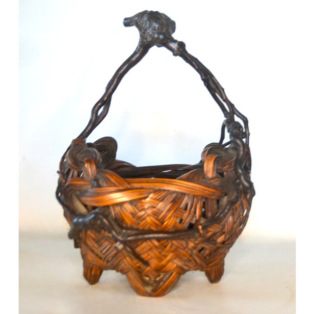 Antique Japanese Ikebana Basket Meiji Period For Sale - Image 4 of 9