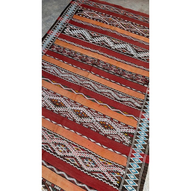 Red 1980s Moroccan Authentic Flatweave Kilim Rug - 10.2 X 5.02 Ft For Sale - Image 8 of 9