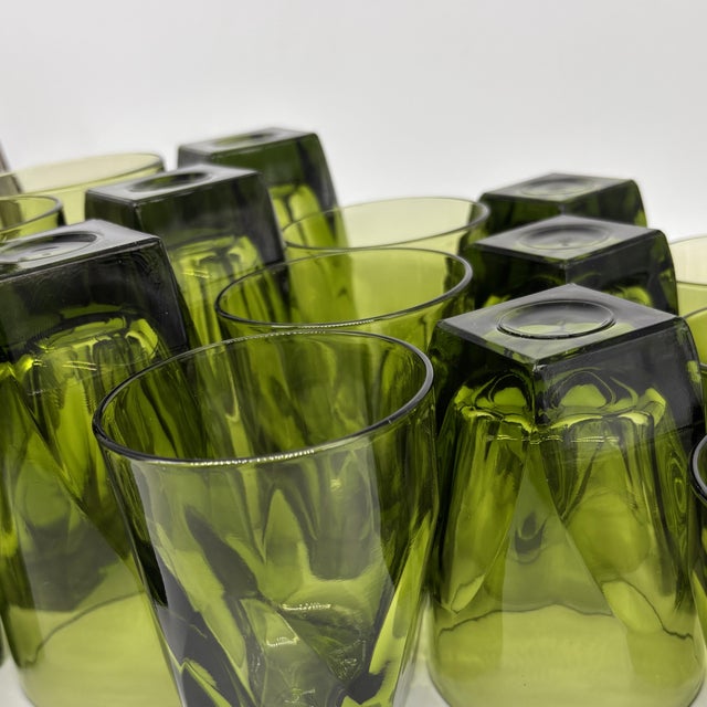 1970s Colony Vanity Avocado Green Glassware - Set of 18 For Sale - Image 15 of 18