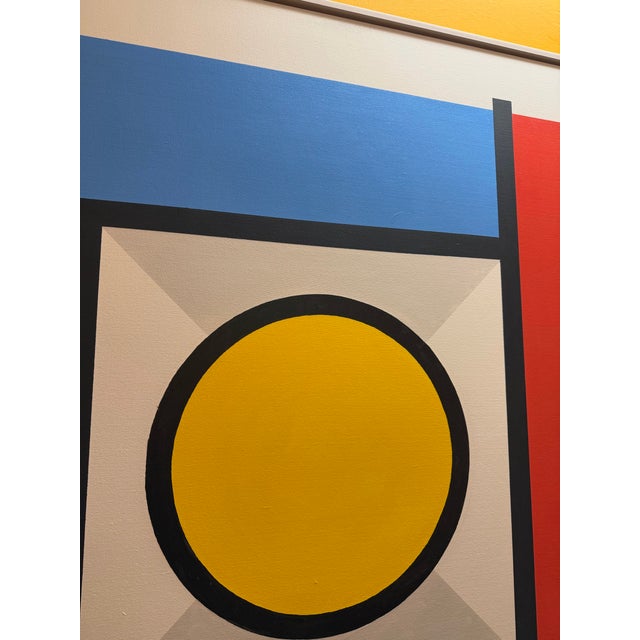 French Artist Patrice Bertin Geometric Composition Framed Oil on Canvas Signed For Sale - Image 9 of 10
