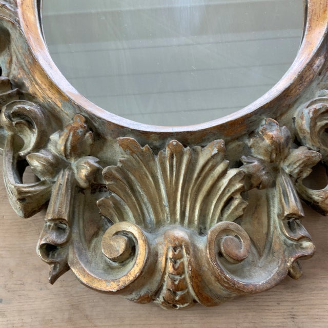 Rococo Mid 20th Century Carved Italian Rococo Style Oval Gilt Mirror For Sale - Image 3 of 9