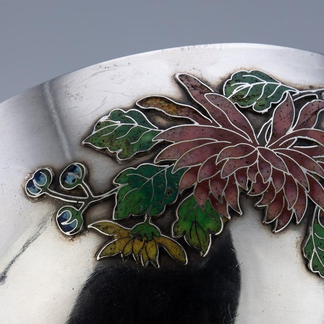 19th Century Chinese Export Solid Silver & Enamel Bowl by Wang Hing, 1890s For Sale - Image 9 of 18