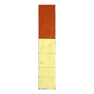 Tall Sunspot 39 - Modern Shiny Resin Minimalist Two Tone Red Yellow Abstract Original Artwork by Ricky Hunt For Sale