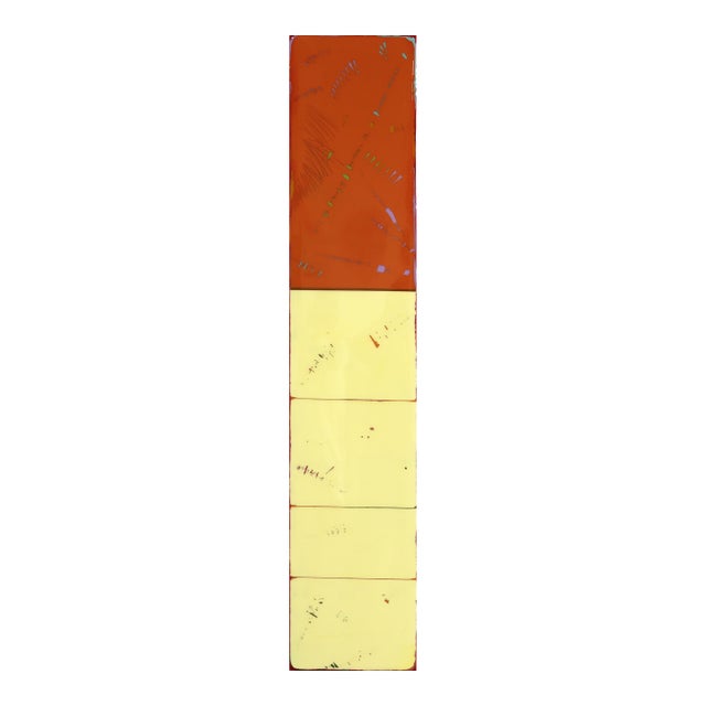 Tall Sunspot 39 - Modern Shiny Resin Minimalist Two Tone Red Yellow Abstract Original Artwork by Ricky Hunt For Sale