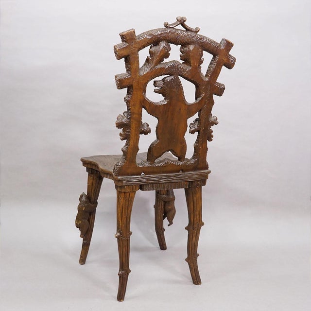 Rustic European Antique Black Forest Carved Bear Chair, Brienz, Circa 1880s For Sale - Image 3 of 12