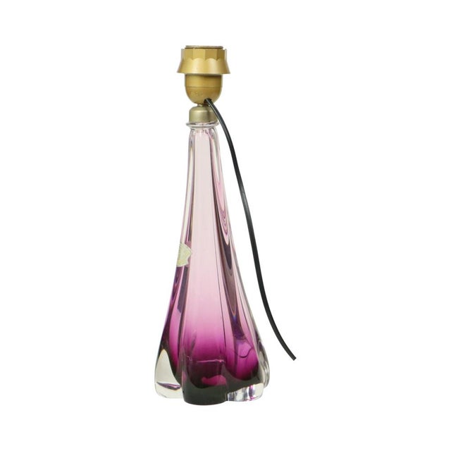 Glass Purple Crystal Table Lamp from Val Saint Lambert, 1960s For Sale - Image 7 of 14