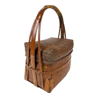 Antique Chinese Woven Basket For Sale