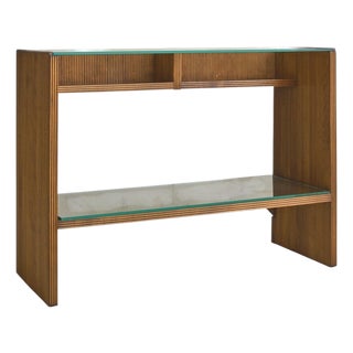 Italian Fluted Cherry Wood Console Table, 1970s For Sale