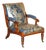 Antique Napoleonic Hardwood and Blue Leather Reclining Library Armchair by Robert Daws, 1830s For Sale