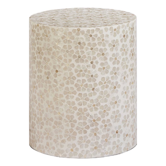 Lorna Stool in Pearl Floral Petal Capiz Shell Motif For Sale