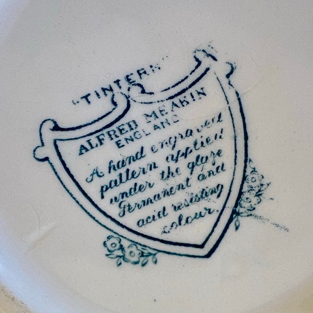 English Antique Alfred Meakin Tintern Transferware Pitcher Jug C1920 England Green Gray For Sale - Image 3 of 8