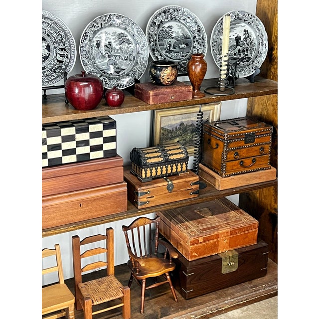 Vintage Nailhead Lacquered Parchment Jewelry Chest For Sale - Image 10 of 11