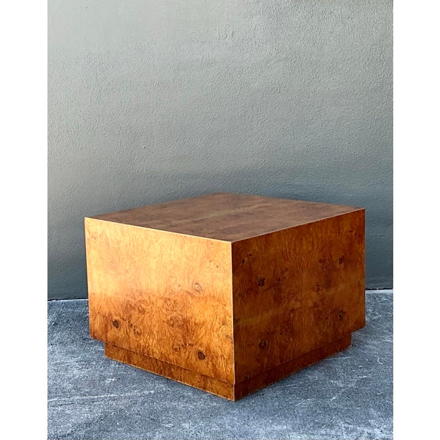 Milo Baughman Vintage Book Matched Burl Wood Table For Sale - Image 4 of 12